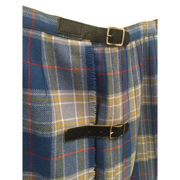 Vtg Brown's of Bermuda Wool Pleated Skirt Womens 12 Blue Red Plaid Modest Tartan - Picture 8 of 8